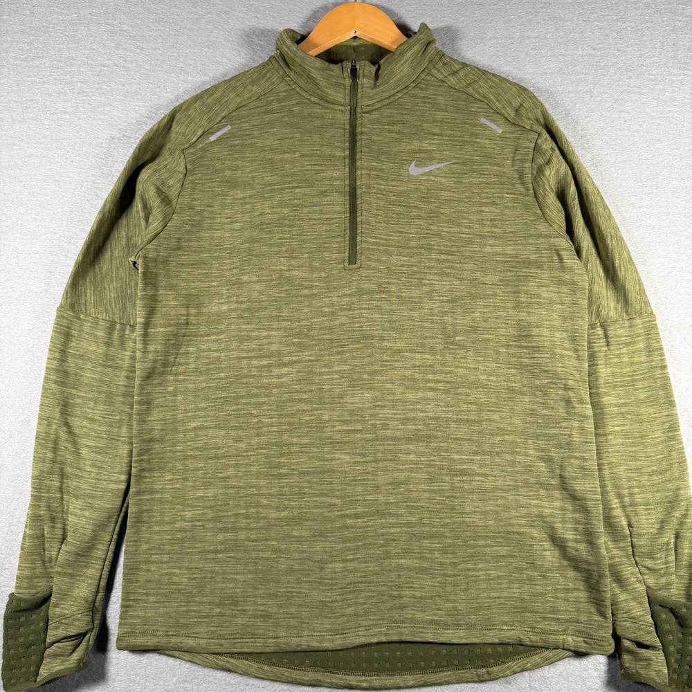 Nike Running Therma-FIT 1/4‎ Zip Pullover Olive Green DM1171-326 Womens L